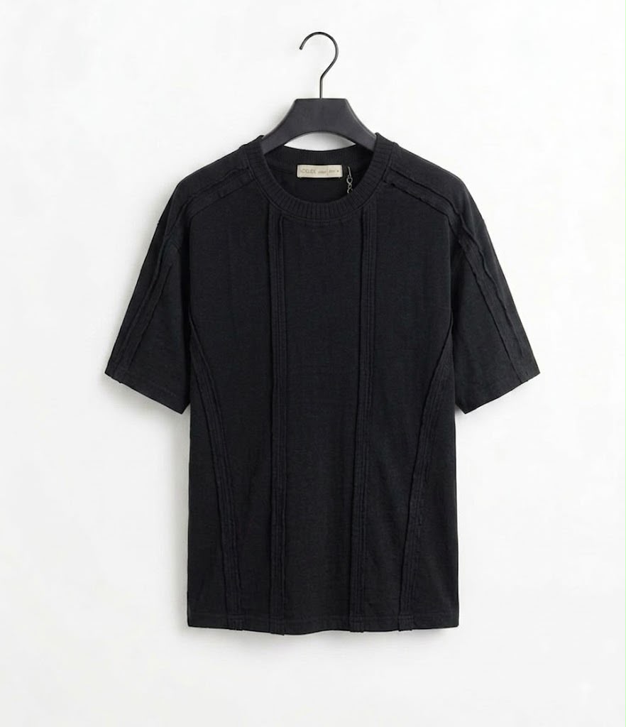 Premium Textured Black Oversized T-Shirt