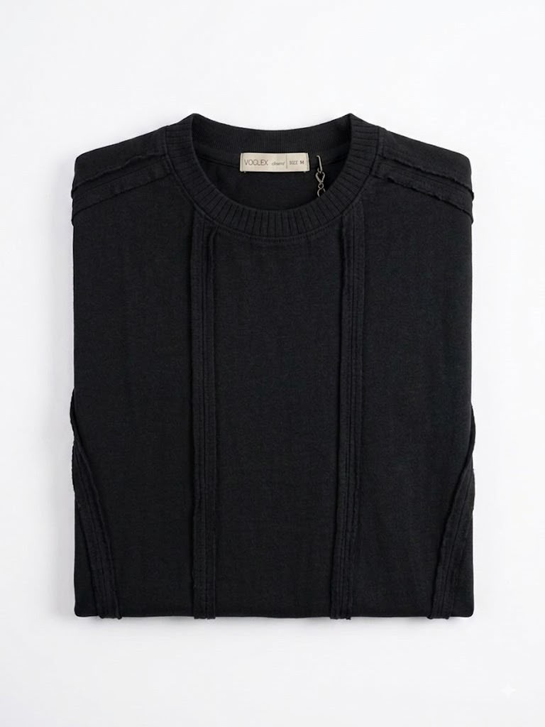 Premium Textured Black Oversized T-Shirt